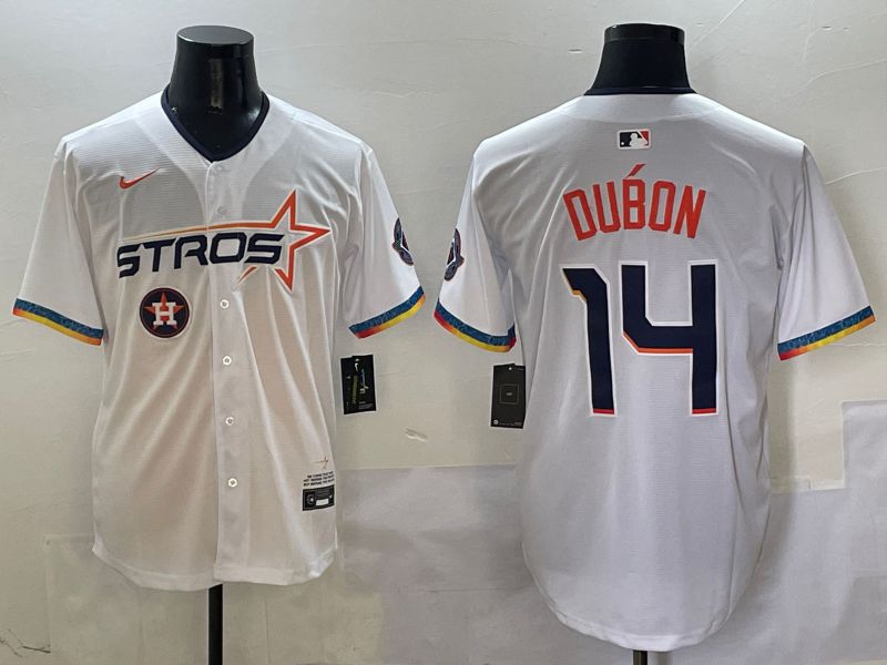 Men Houston Astros #14 Dubon White Fourth generation Joint Name Nike 2025 MLB Jersey style 11